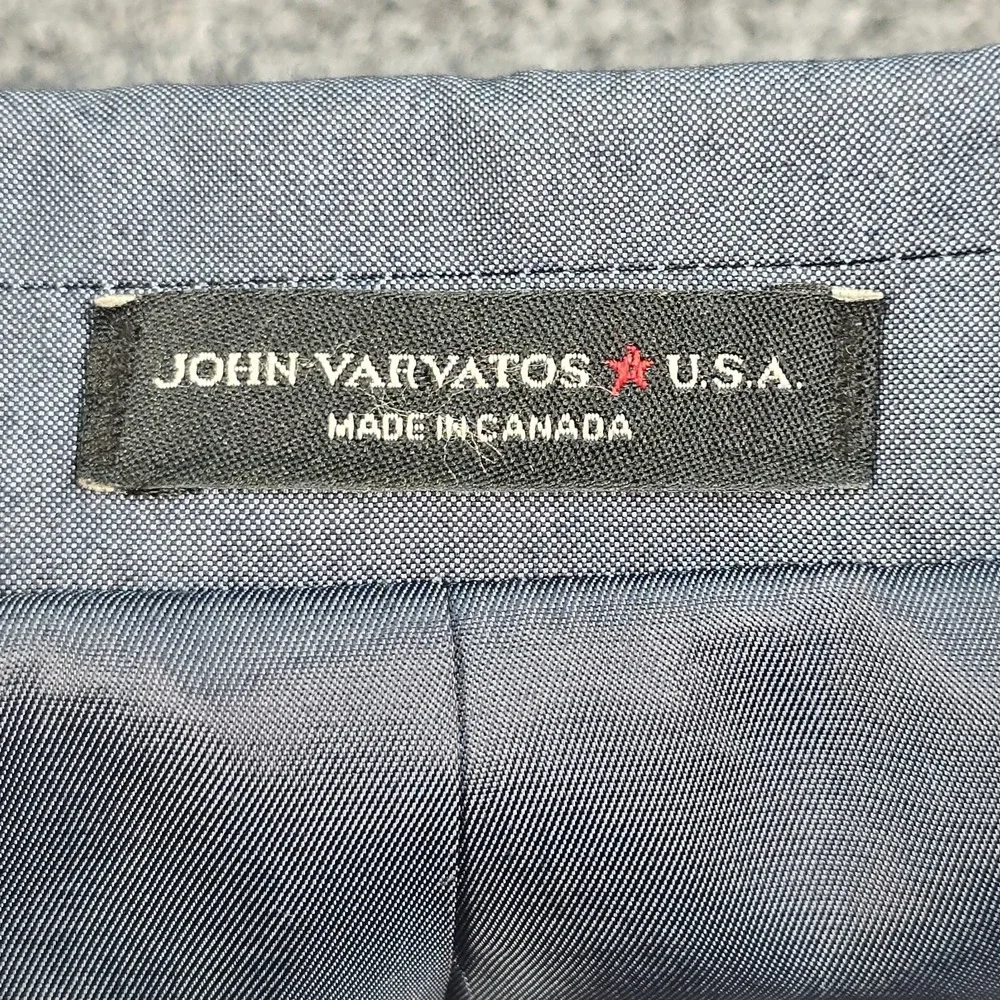 John Varvatos USA Blazer Sport coat Men 42L Navy Blue Canada Made Rayon Blend